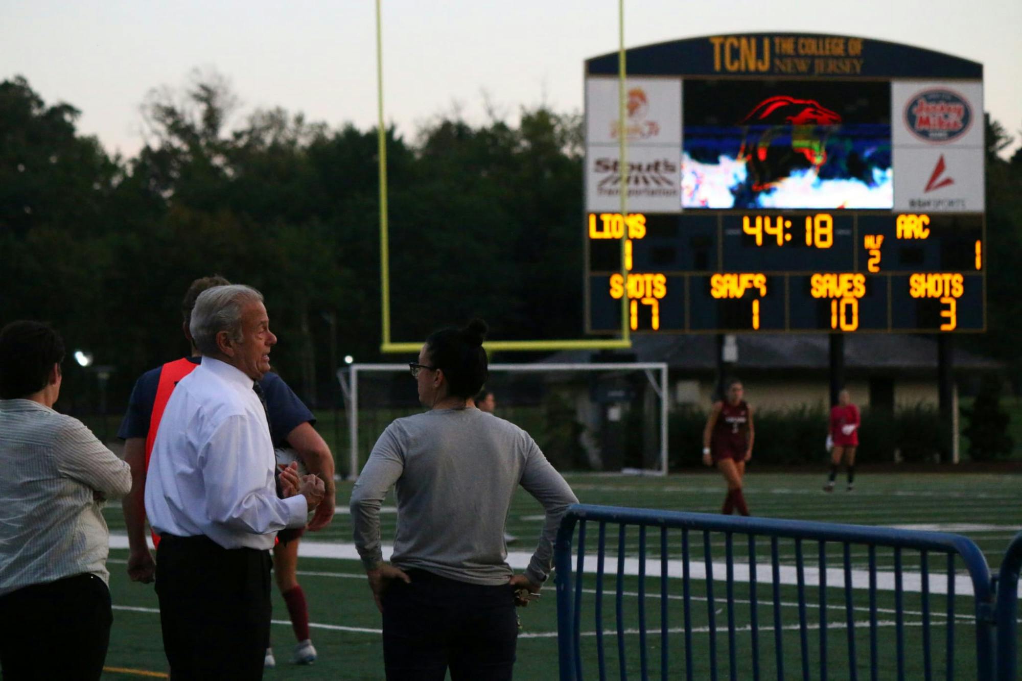 President Michael Bernstein watches as women's soccer takes down Arcadia