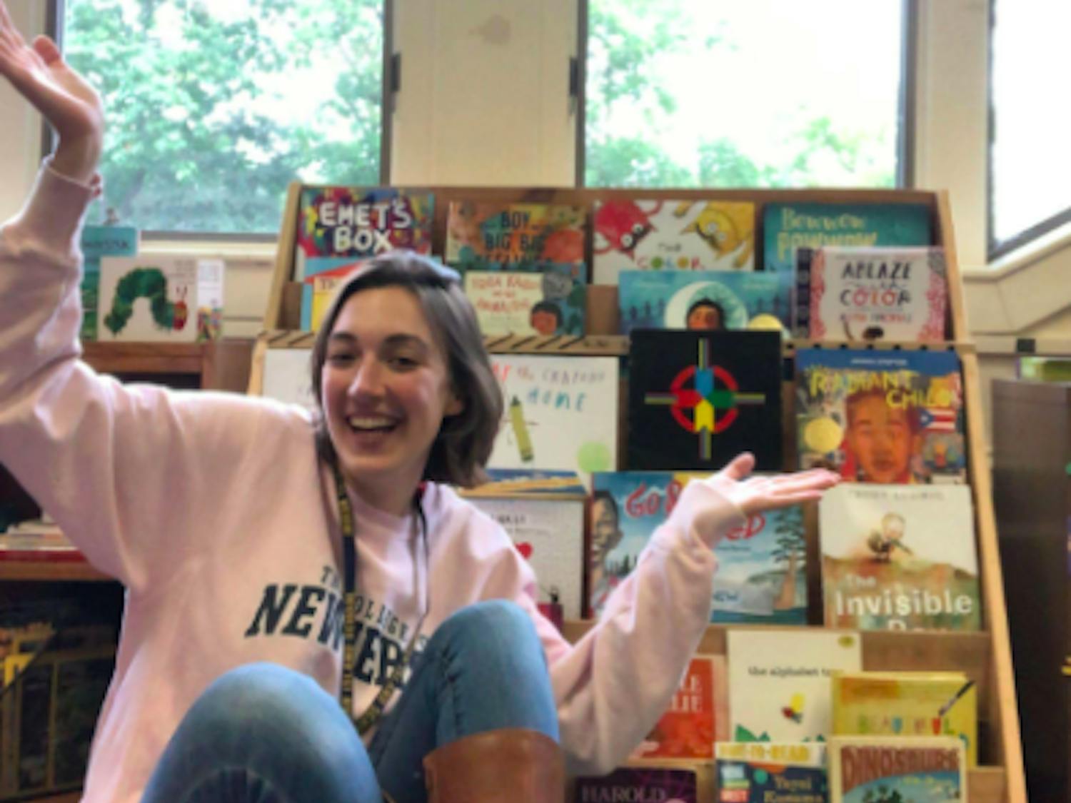 Art teacher and College alumna Megan Scarborough poses inside her classroom at the Indian Island School in Maine (Photo courtesy of Megan Scarborough).