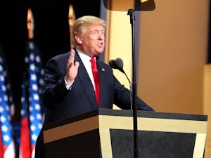 The Supreme Court is currently hearing a case to decide whether Trump can be allowed to be removed from the Colorado primary ballot (Photo courtesy of Wikimedia Commons / “Donald Trump RNC July 2016” by Ali Shaker/VOA. CC-PD-Mark. July 21, 2016).