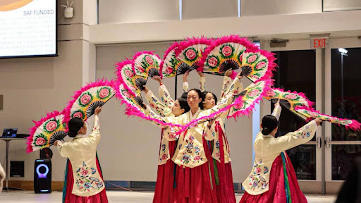 The Korean School performing their traditional fan dance. (Photo courtesy of Zach Diaz)