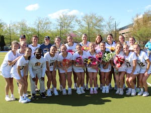 The Lions celebrating after their Senior Day victory (Photo courtesy of Elizabeth Gladstone / Multimedia Coordinator).