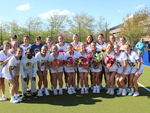 The Lions celebrating after their Senior Day victory (Photo courtesy of Elizabeth Gladstone / Multimedia Coordinator).