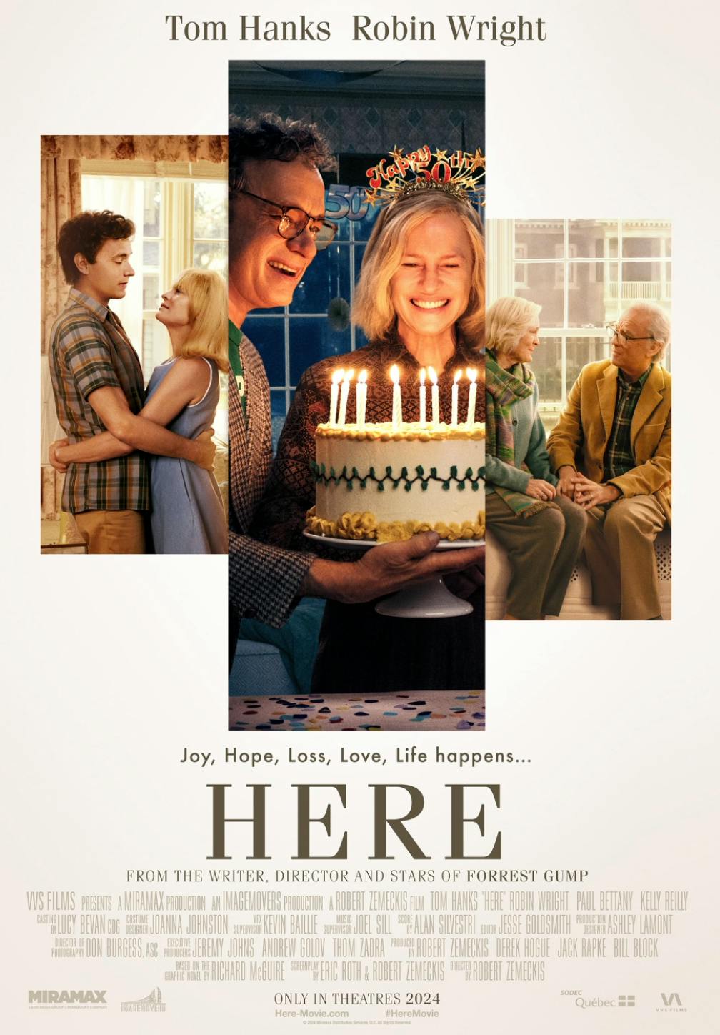 “Here” uses artificial intelligence aging and de-aging to cover this long-term relationship between Hanks and Wright (Photo courtesy of IMDb).