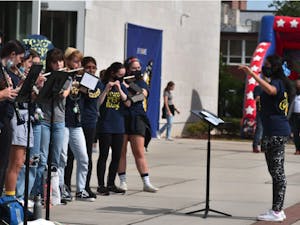 Students in the Pep Band perform during the Homecoming Fest outside of the Brower Student Center on Oct. 2 (Liz Osekavage / Photo Editor).