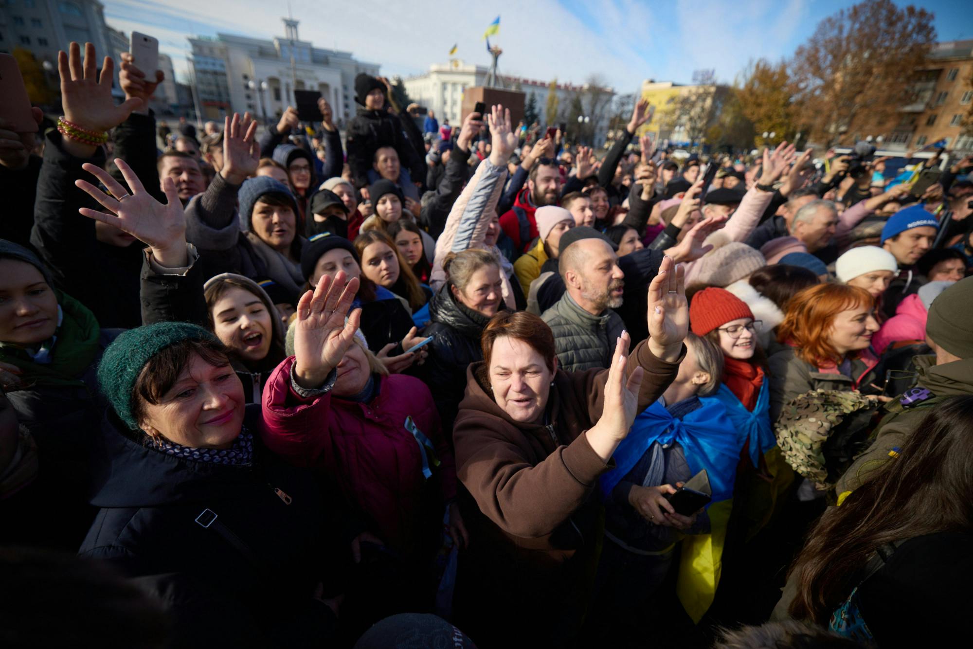 Ukrainian forces began advancing through the key city of Kherson on Nov. 11 as Russian forces retreated, signifying a major victory for Kyiv (Flickr/“Volodymyr Zelenskyy took part in hoisting the State Flag of Ukraine in liberated Kherson” by President of Ukraine. November 14, 2022). 