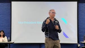 Shawn Cappellano-Sarver gave updates on sustainability improvements at the Student Government general body meeting (Photo courtesy of Julia Cappello).