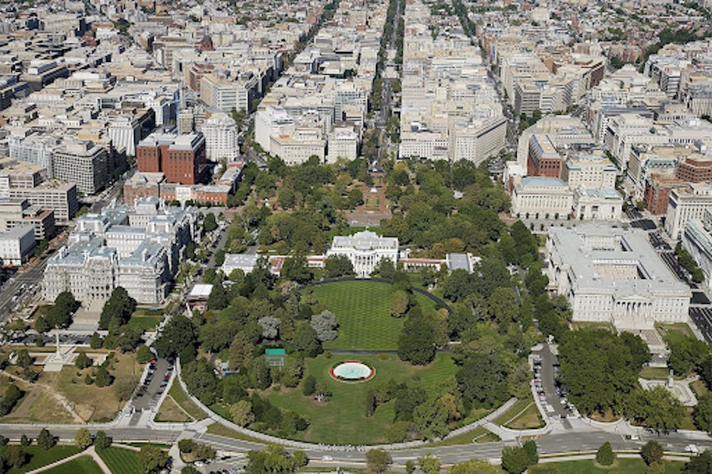 <p><em>President Trump has begun his $300 million construction on the East Wing of the White House. (Photo courtesy of </em><a href="https://commons.wikimedia.org/wiki/File:Aerial_view_of_the_White_House,_Old_Executive_Office_and_Washington,_D.C._business_district_LCCN2010630939.jpg" target=""><em>Wikimedia Commons</em></a><em>)</em></p>