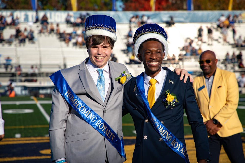 <p><em>Jared Williams and Alec Ferguson were crowned Homecoming kings at the College’s football game against the Kean University Cougars (Photo by Andre Paras / Staff Photographer).</em></p>