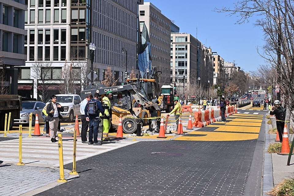The Black Lives Matter street mural in Washington, D.C. began dismantlement on March 10. (Photo courtesy of Wikimedia Commons / G. Edward Johnson, March 10, 2025)