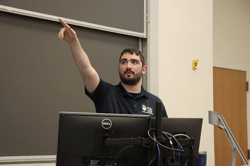 Campus Police Officer Andrew Iannaccone addressed road safety at a Student Government general body meeting (Photo courtesy of Julia Cappello).