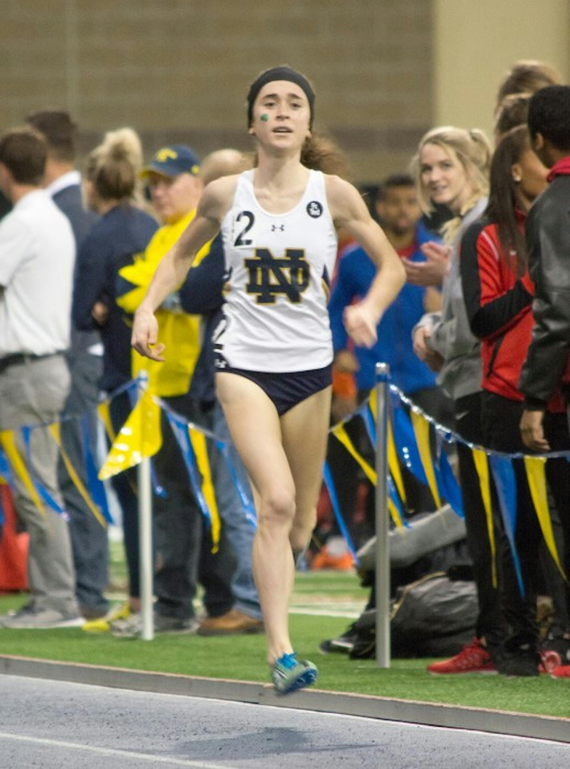 Senior Molly Seidel competes during the Meyo Invitational at Loftus Sports Center on Feb. 6. Seidel set the school’s all-time record with a time of 8:57:13 during her 3000-meter run at the event.