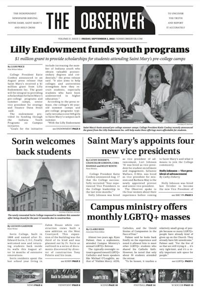 September Observer Print Edition of The Observer for Friday, September 2, 2022 - The Observer