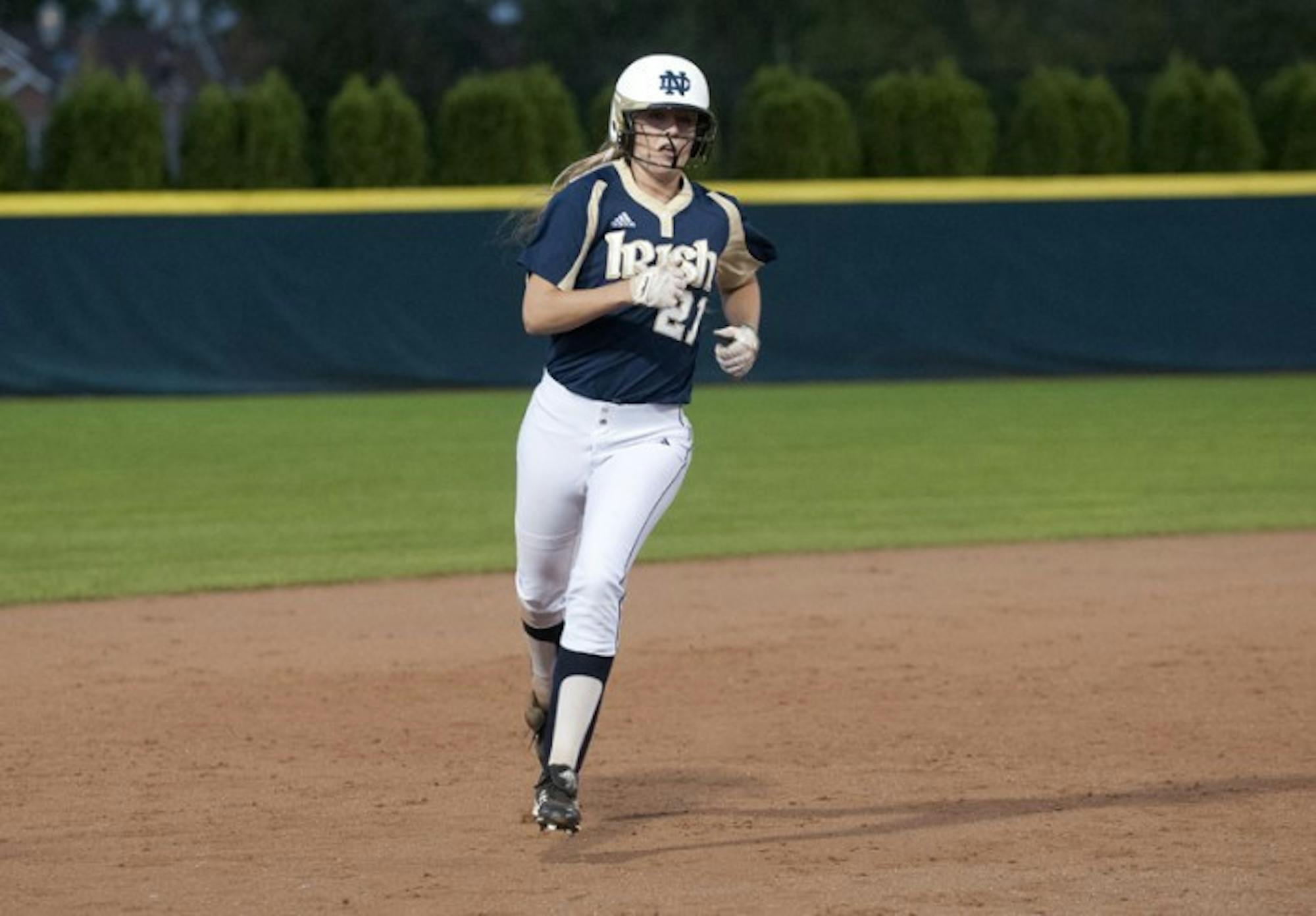 Irish freshman outfielder Karley Wester rounds the bases during fall play.