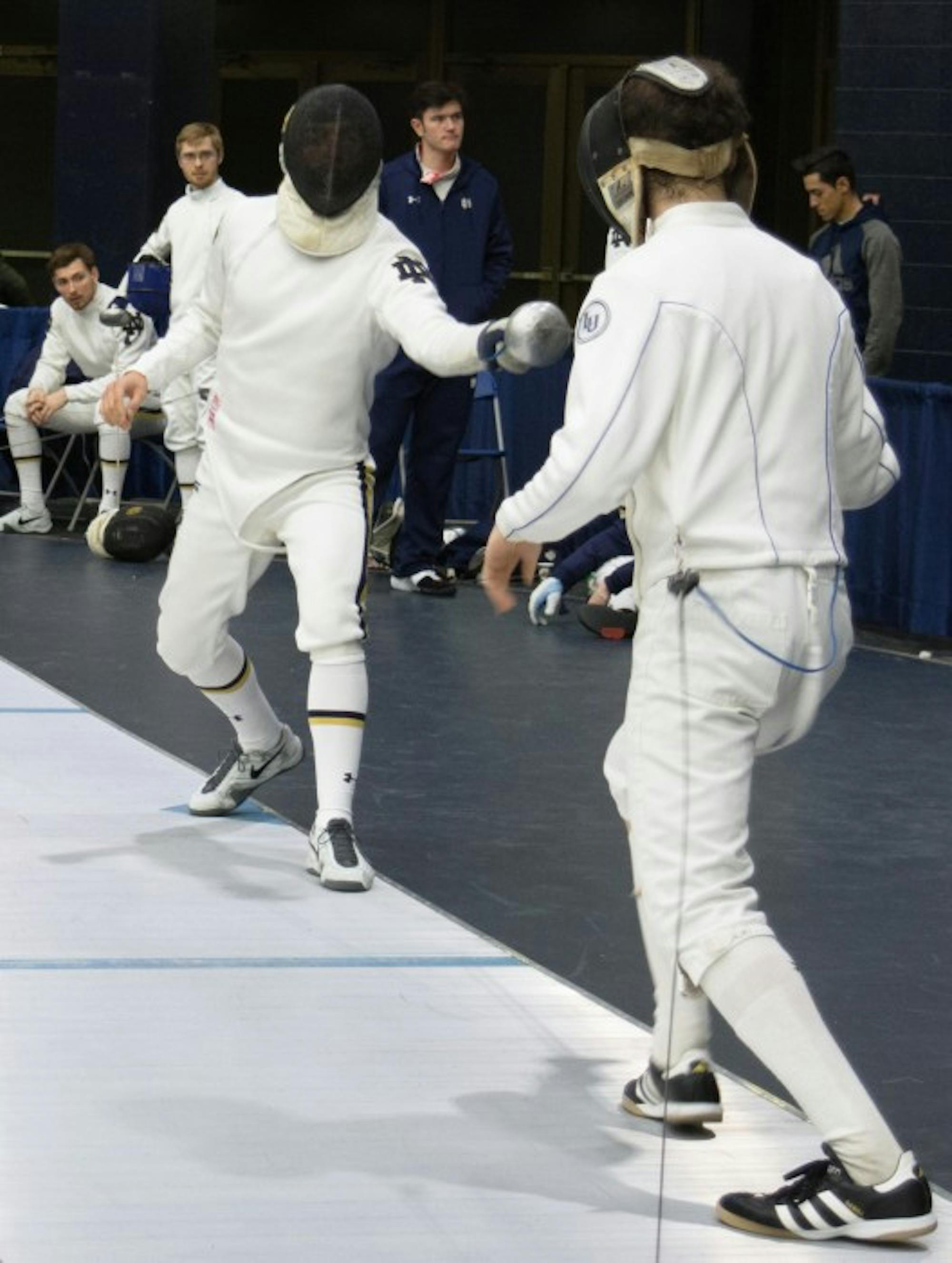 Junior epee Arthur Le Meur fences during the DeCicco Duels at the Castellan Family Fencing Center at Notre Dame on Jan. 16.