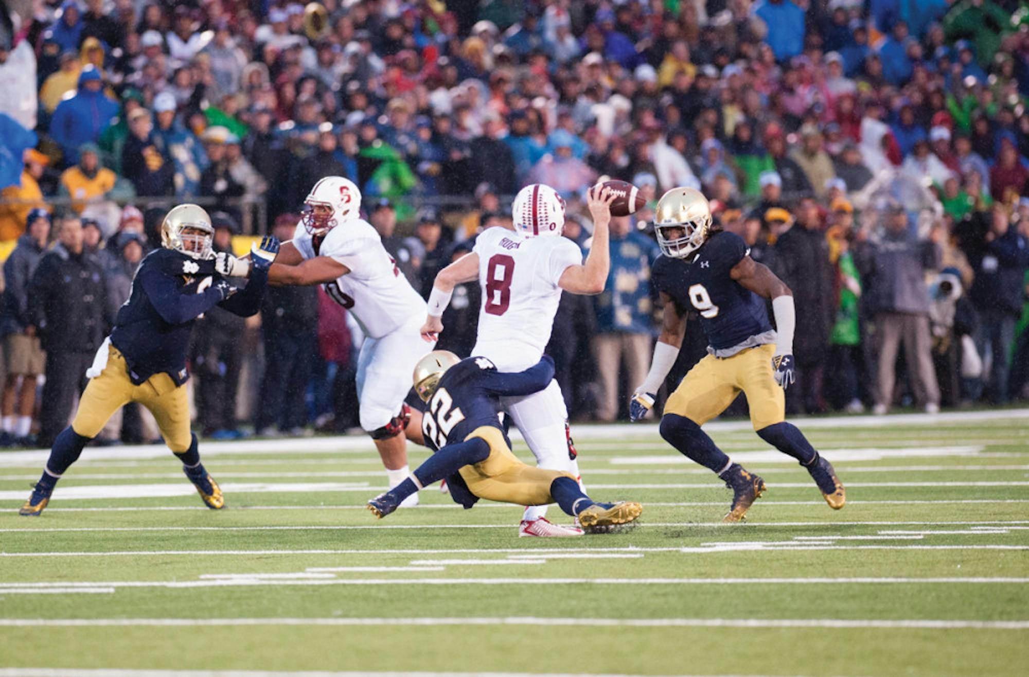 No 7 20141004, 2014-2015, 20141004, Football, Kevin Song, Notre Dame Stadium, Schumate, Smith, vs Stanford