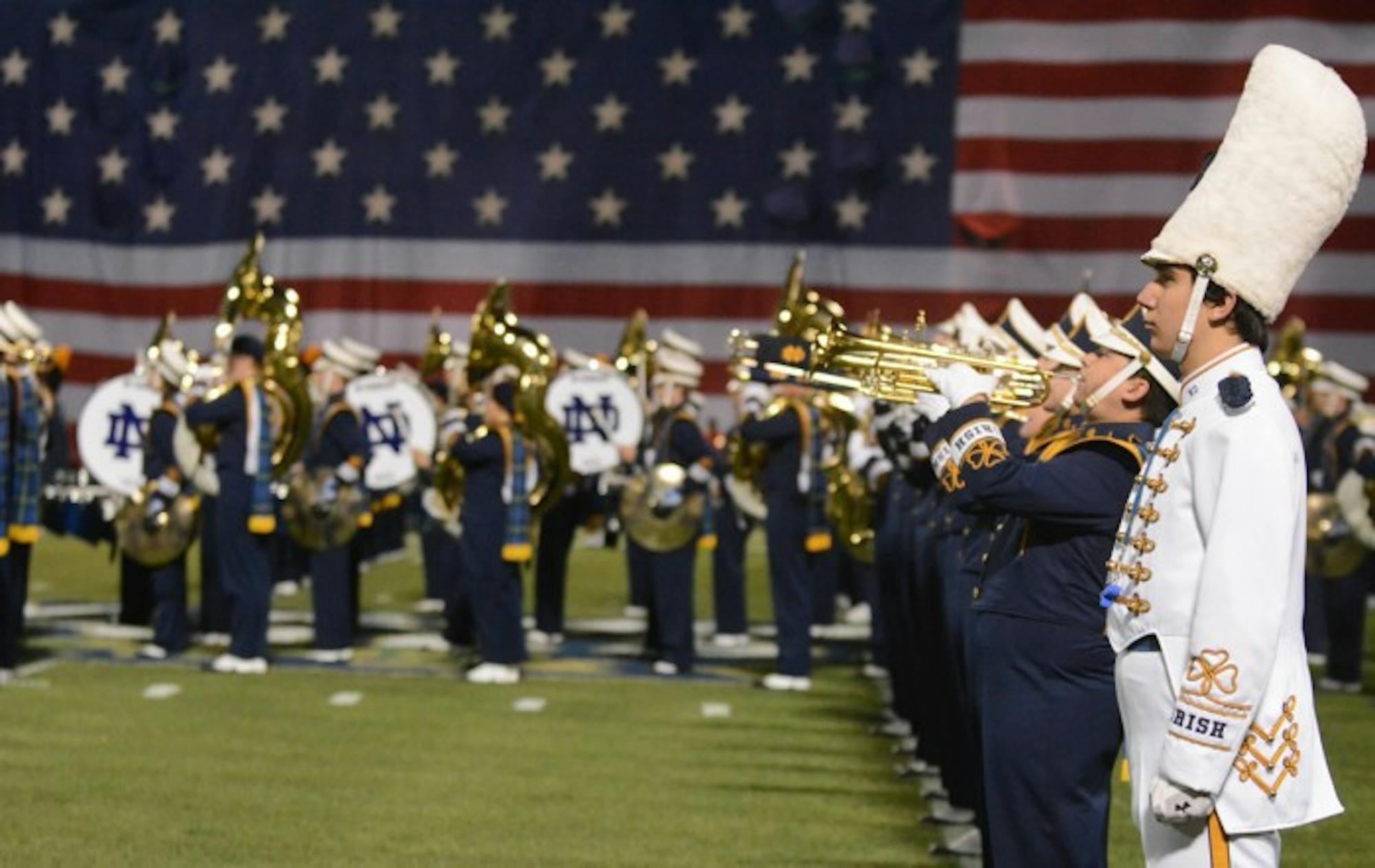 The Notre Dame Marching Band performs at last year's Shamrock Series against Boston College.