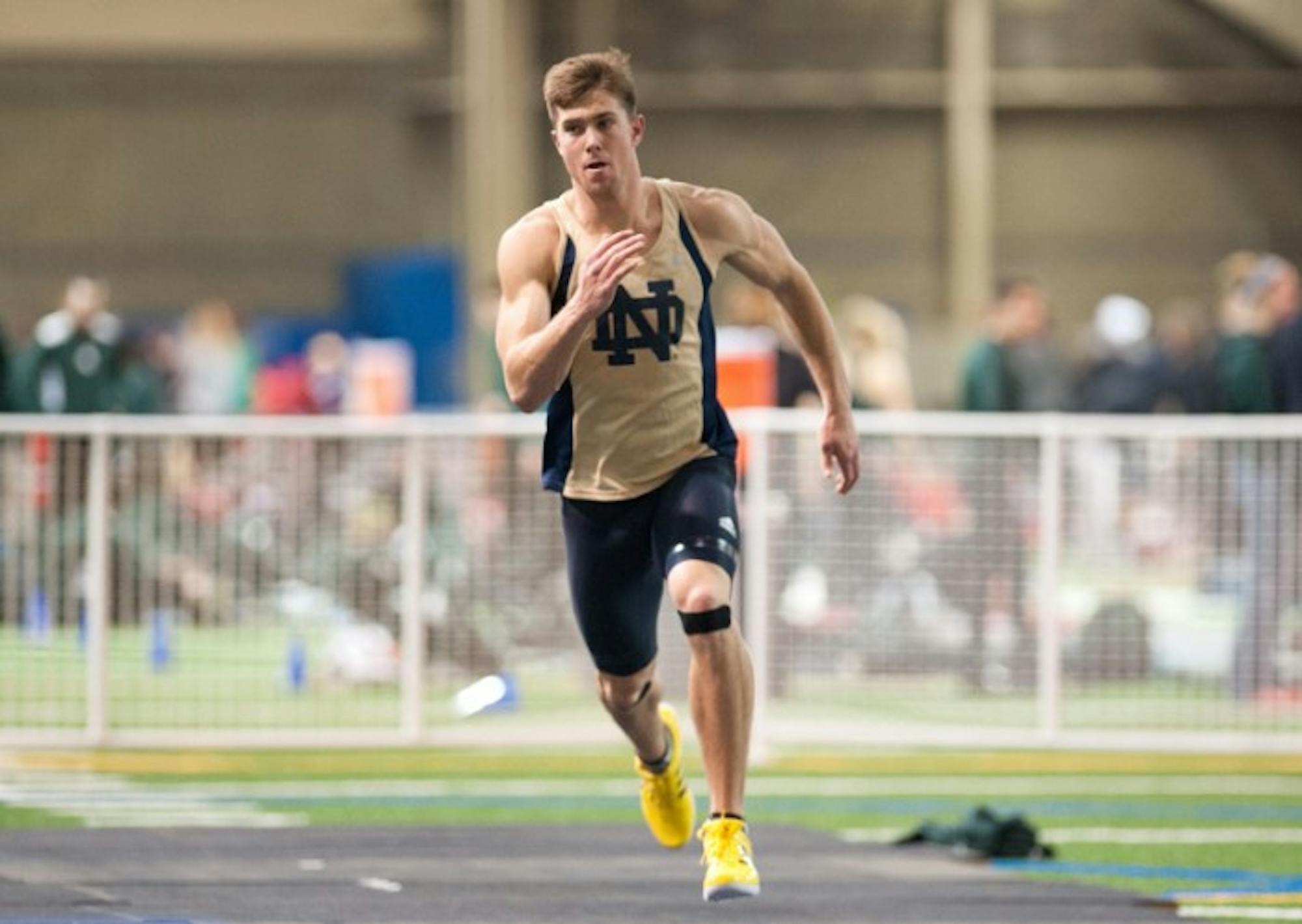 Irish graduate student Ted Glasnow races at the Notre Dame Invitational on Jan. 25. Glasnow participated in the decathlon Wednesday.