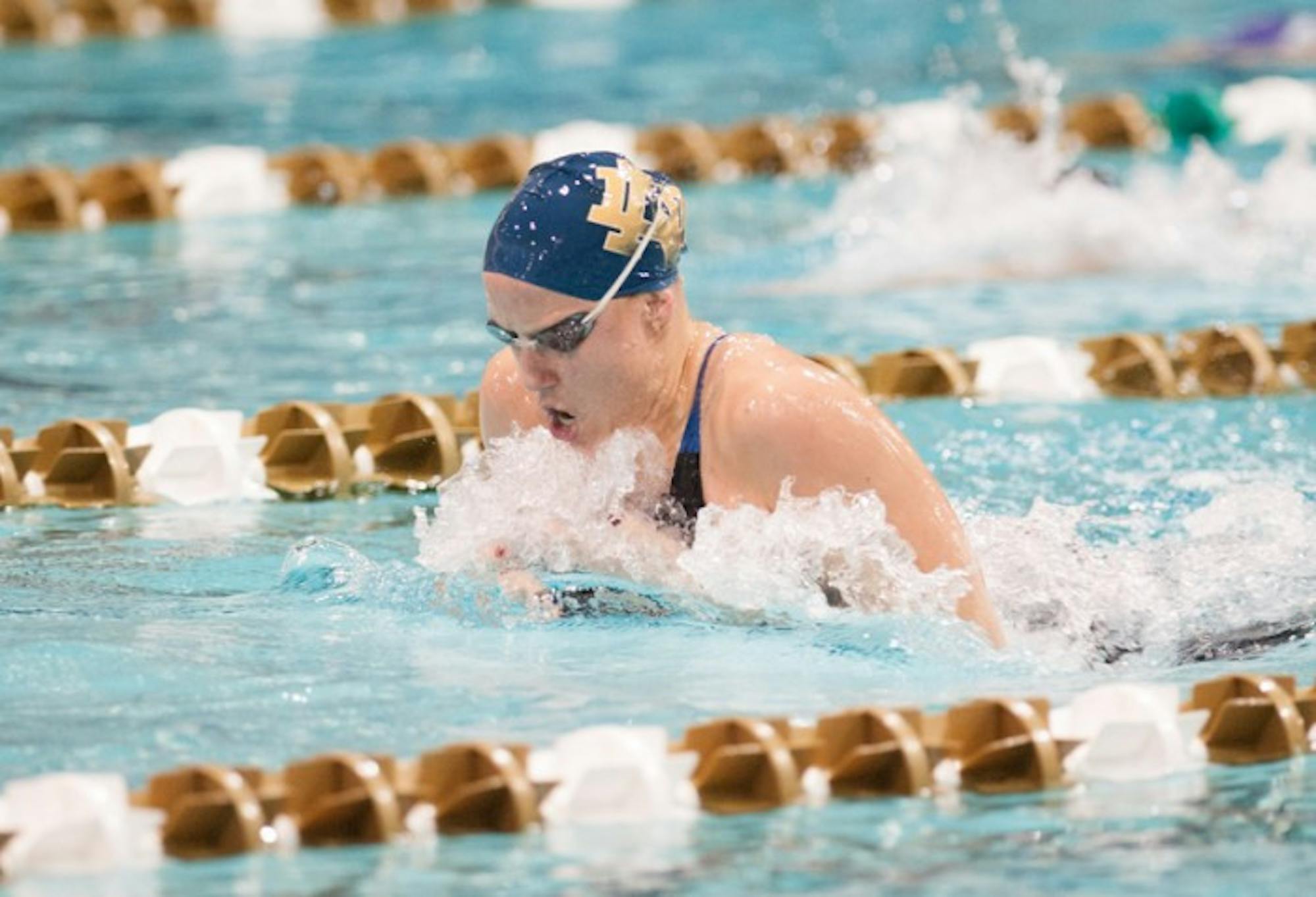 Junior Emma Reaney competes in the breaststroke at the Shamrock Invitational on Jan. 31. Reaney holds the No. 1 seed in the 200-yard breaststroke heading into the NCAA championship meet.