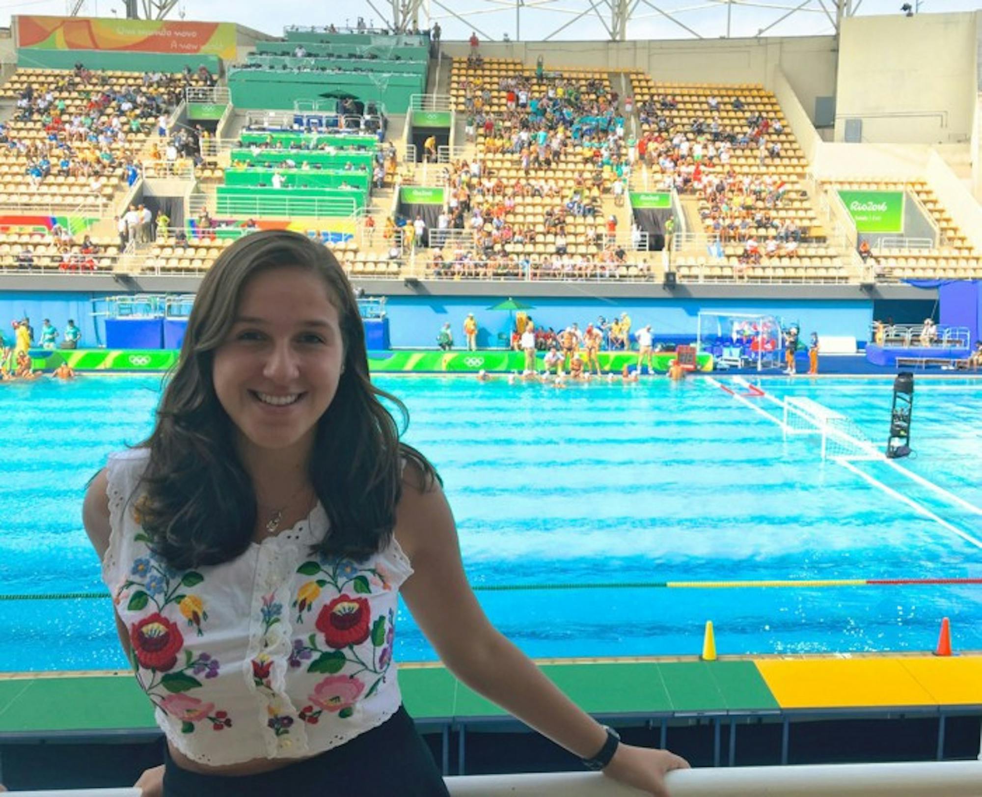 Senior Noemi Ventilla at the Olympic Aquatics Stadium before a water polo match during the 2016 Olympic Games.