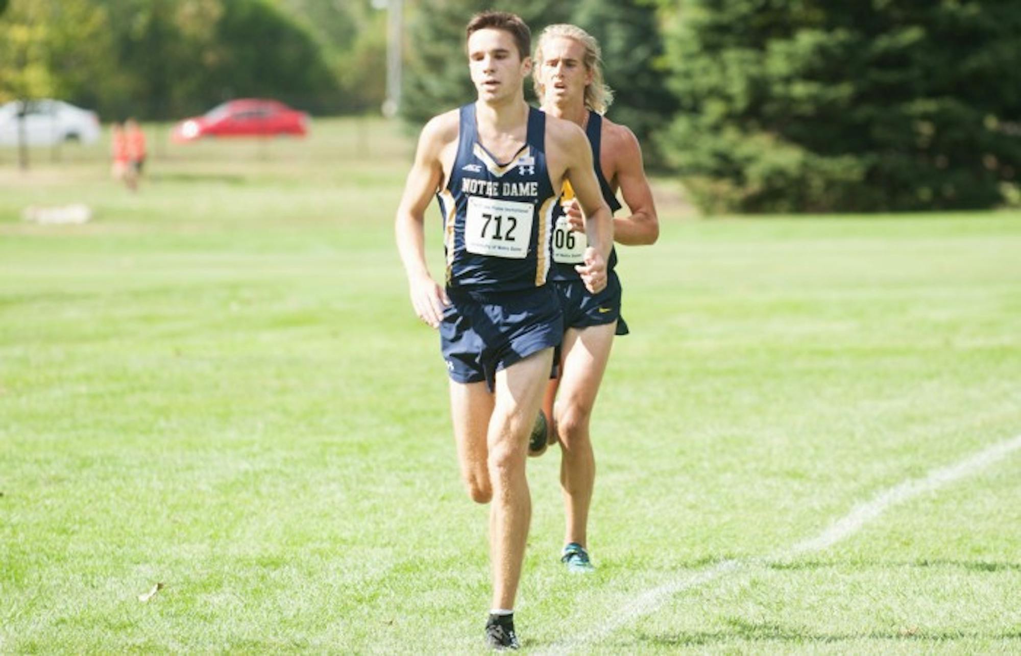 Irish freshman Brian Griffith competes during Notre Dame's Joe Piane Invitational on Sept. 29 at Burke Golf Course. Griffith finished first for Notre Dame and tenth overall in a time of 25:50.3.