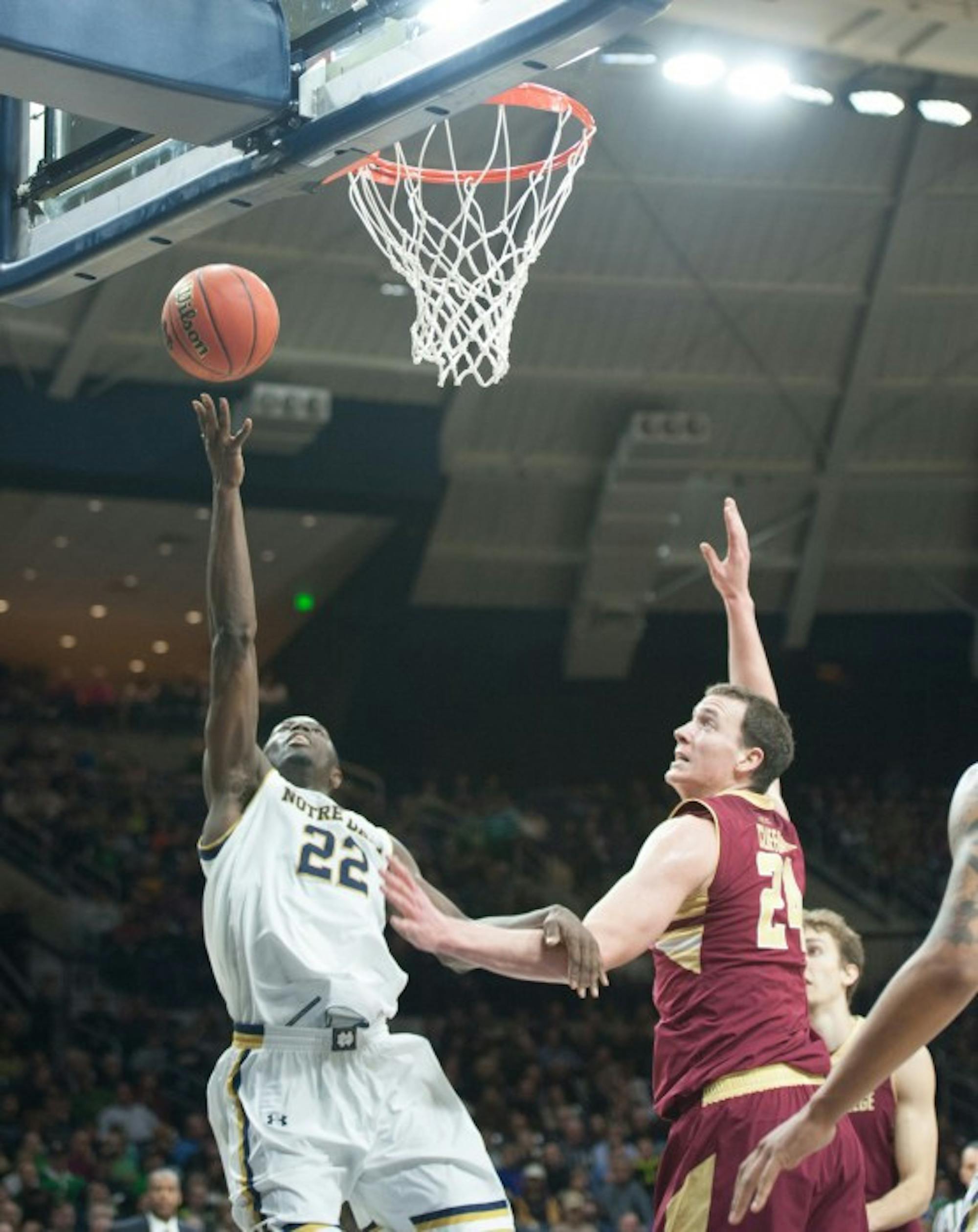 Irish senior guard Jerian Grant goes up for a layup during Notre Dame’s 71-63 win over Boston College on Feb. 4 at Purcell Pavilion.