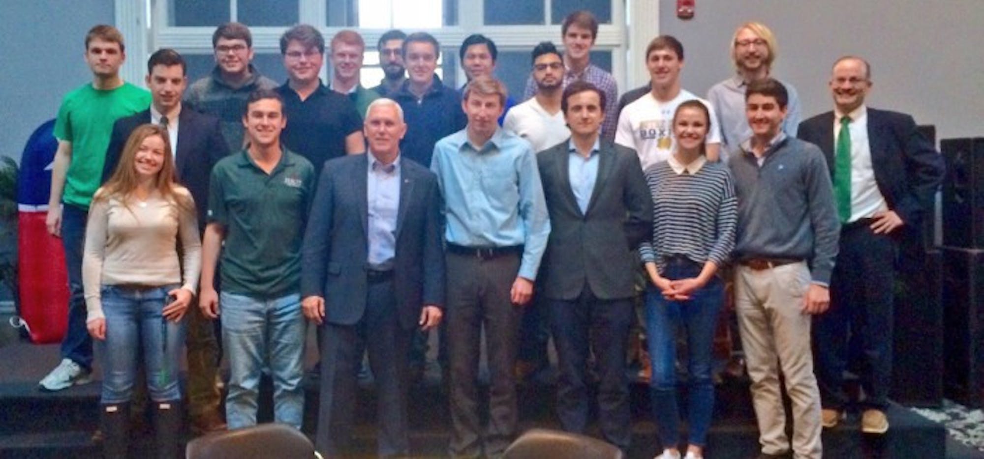Former governor Mike Pence joins College Republicans for a luncheon event last school year.
