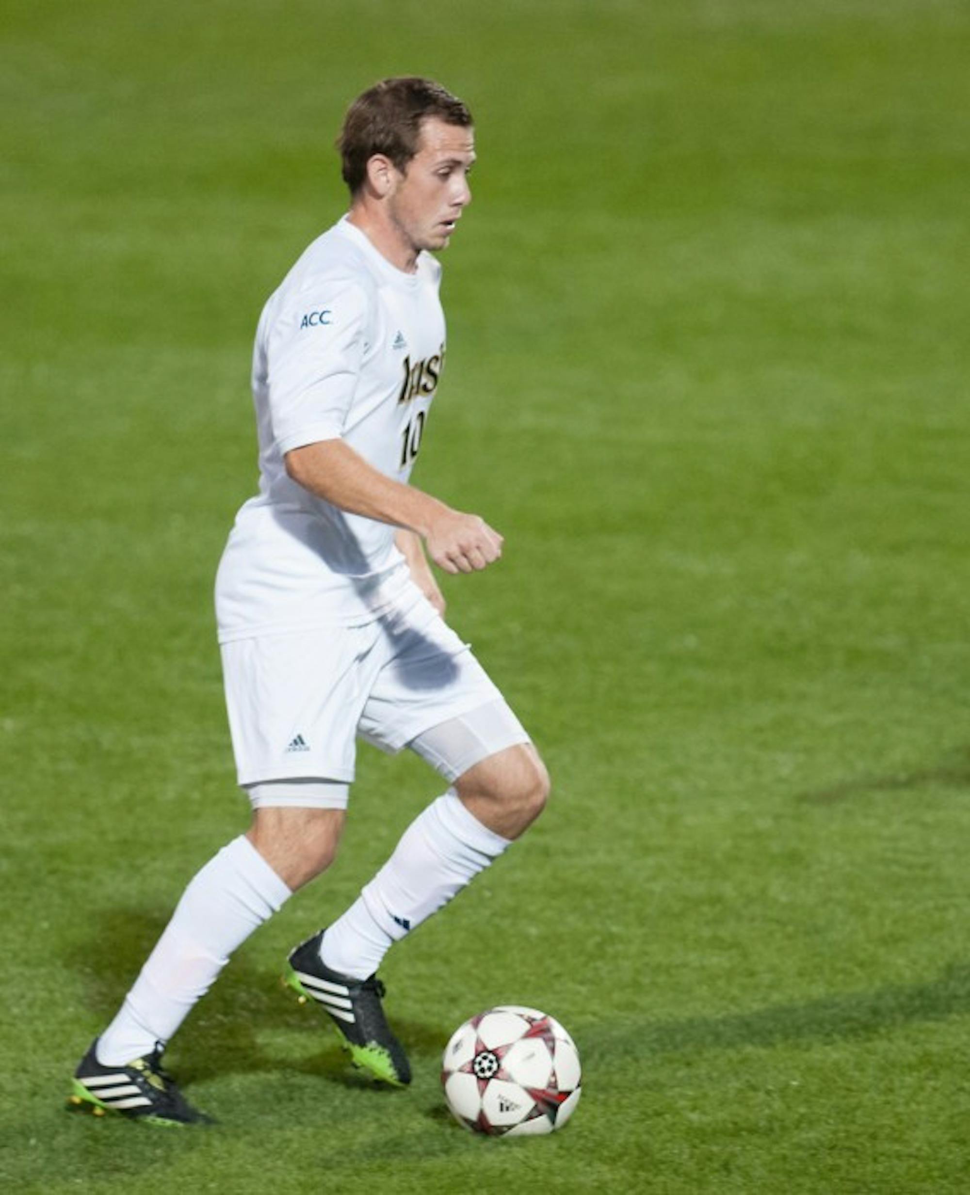 Notre Dame graduate and Chicago Fire midfielder Harry Shipp is finding success in professional soccer.Here Shipp is shown during Notre Dame’s 3-1 win over Duke on Sept. 27, 2013, at Alumni Stadium.