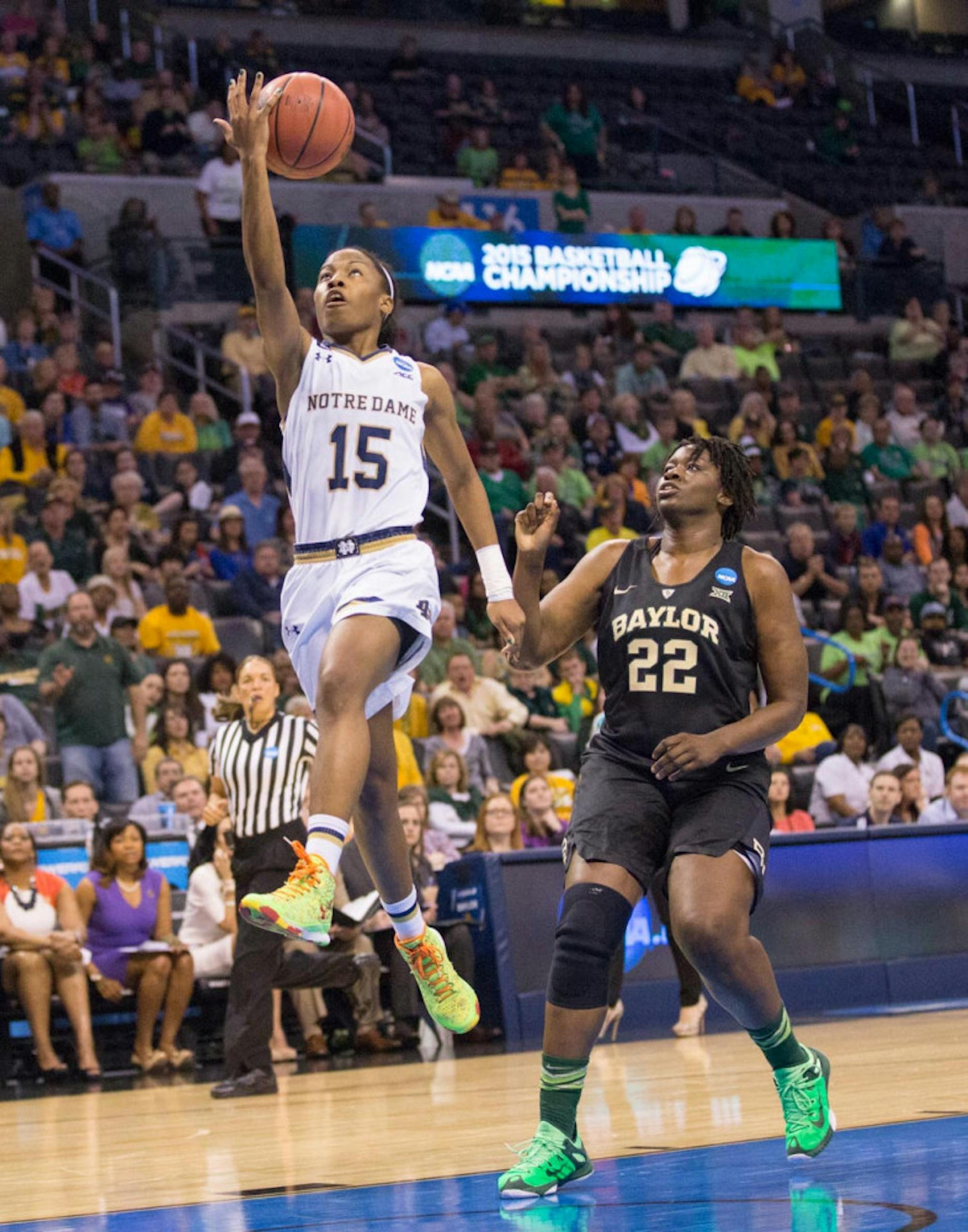 Irish sophomore guard Lindsay Allen collects two of her 23 points with a layup in a 77-68 win over Baylor.