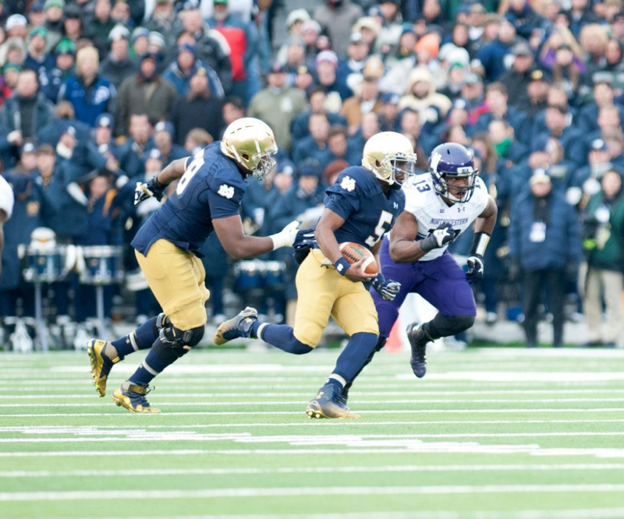 20141115, 2014 Football, 2104-2015, 20141115, Emmet Farnan, Football, Home, Northwestern, The Observer, Touchdown, vs Northwestern