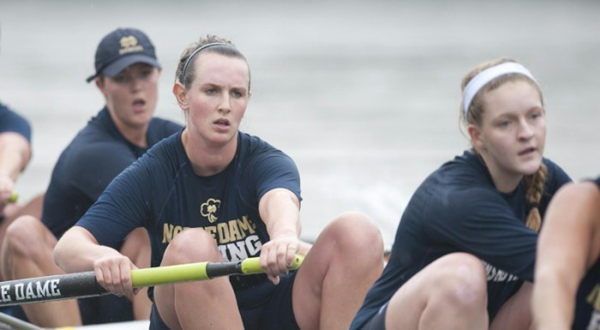 Junior Ailish Sheehan, along with the first varsity eight, rows at the Oak Ridge Invitational on March 16 against Duke.