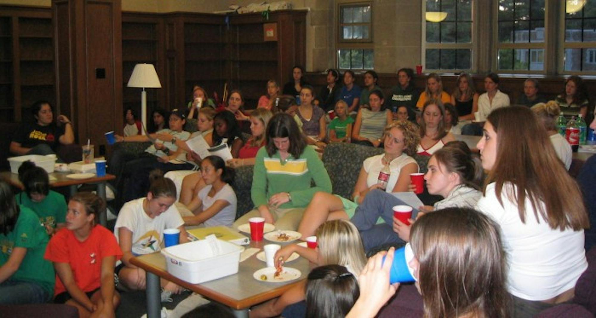 Members of the Society of Women Engineers attend the monthly meetings and discuss the club's future plans and events.