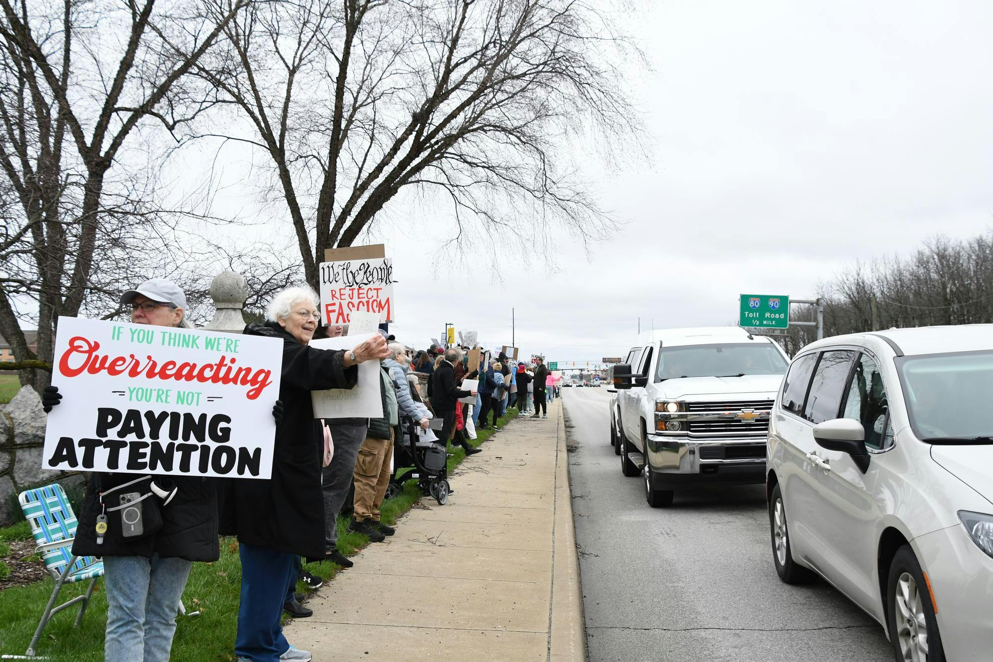 Protesters lined up for "Hands Off" protest.JPG