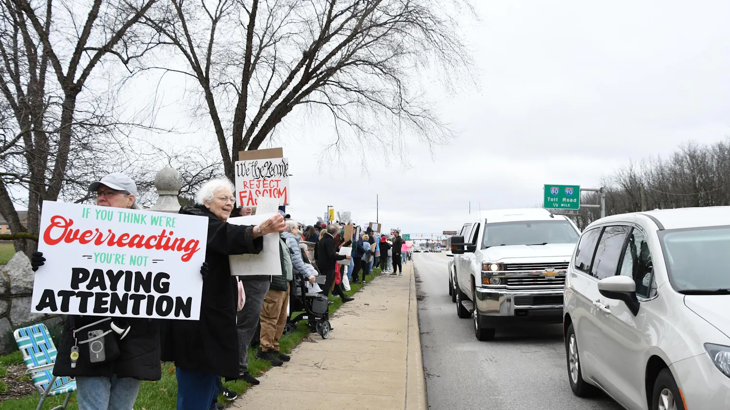 Protesters lined up for "Hands Off" protest.JPG