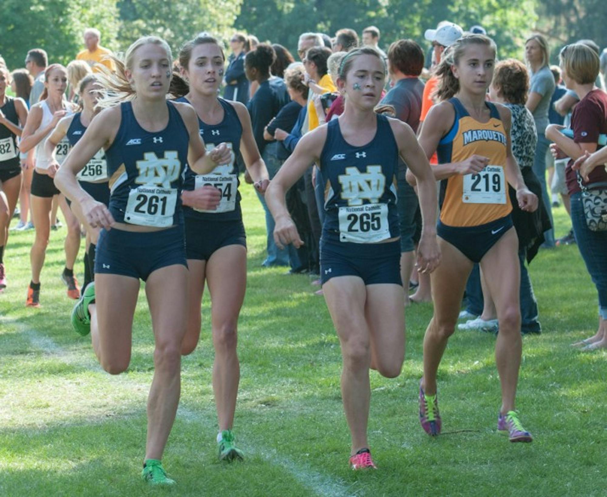 Irish senior Molly Seidel runs during her victory at the National Catholic Championships on Sept. 19, 2014, at Notre Dame Golf Course.