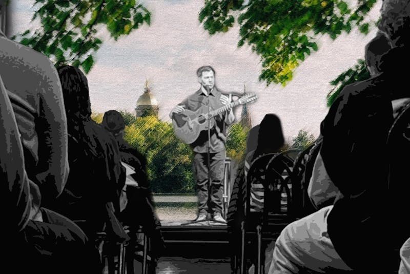 Catholic musician Luke Spehar performs for Moreau students