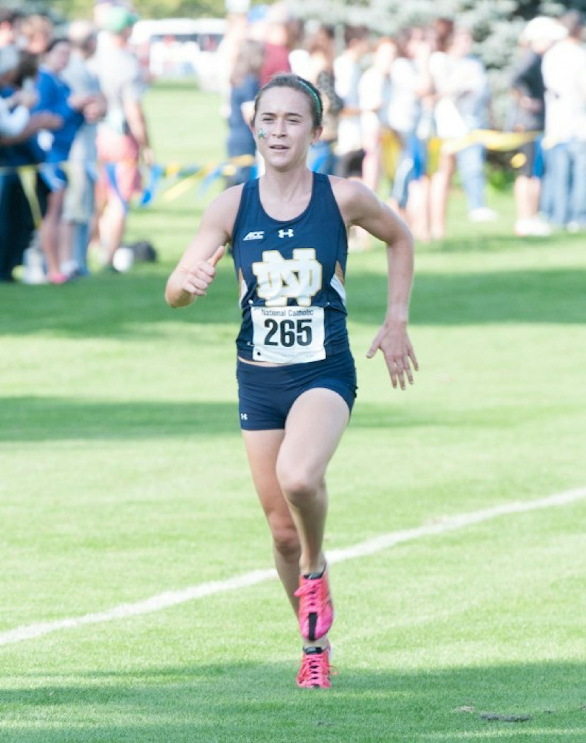 Irish junior Molly Seidel makes her final push to the line en route to a victory at the National Catholic Championships on Sept. 19.