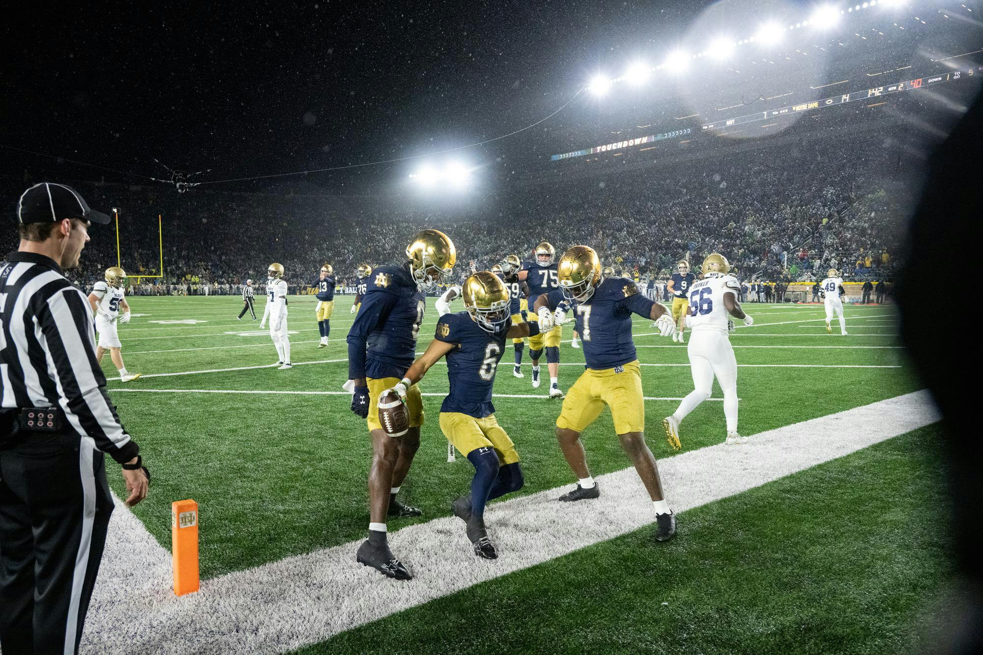 Declan Huggins, Football vs Navy, Faison Touchdown Celebration.jpg