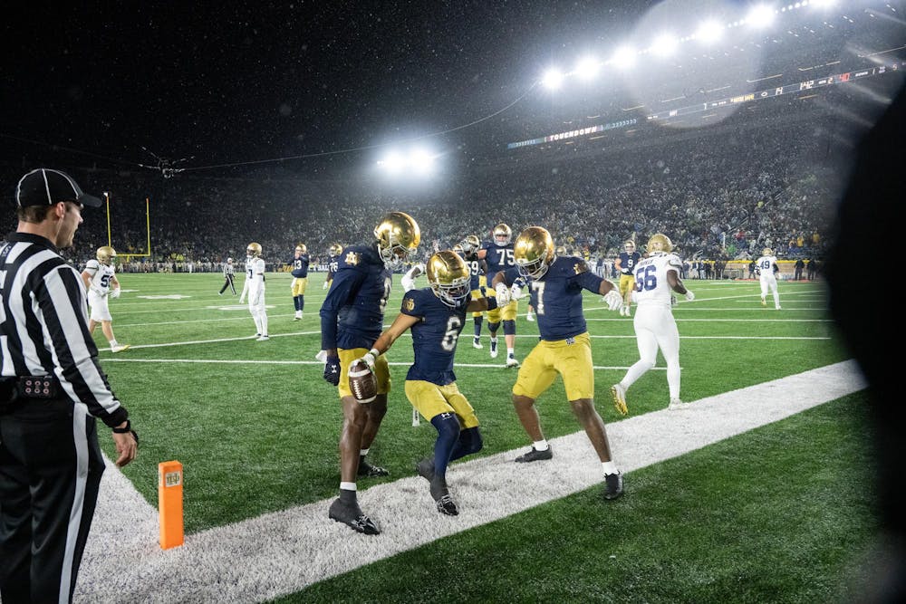 Declan Huggins, Football vs Navy, Faison Touchdown Celebration.jpg