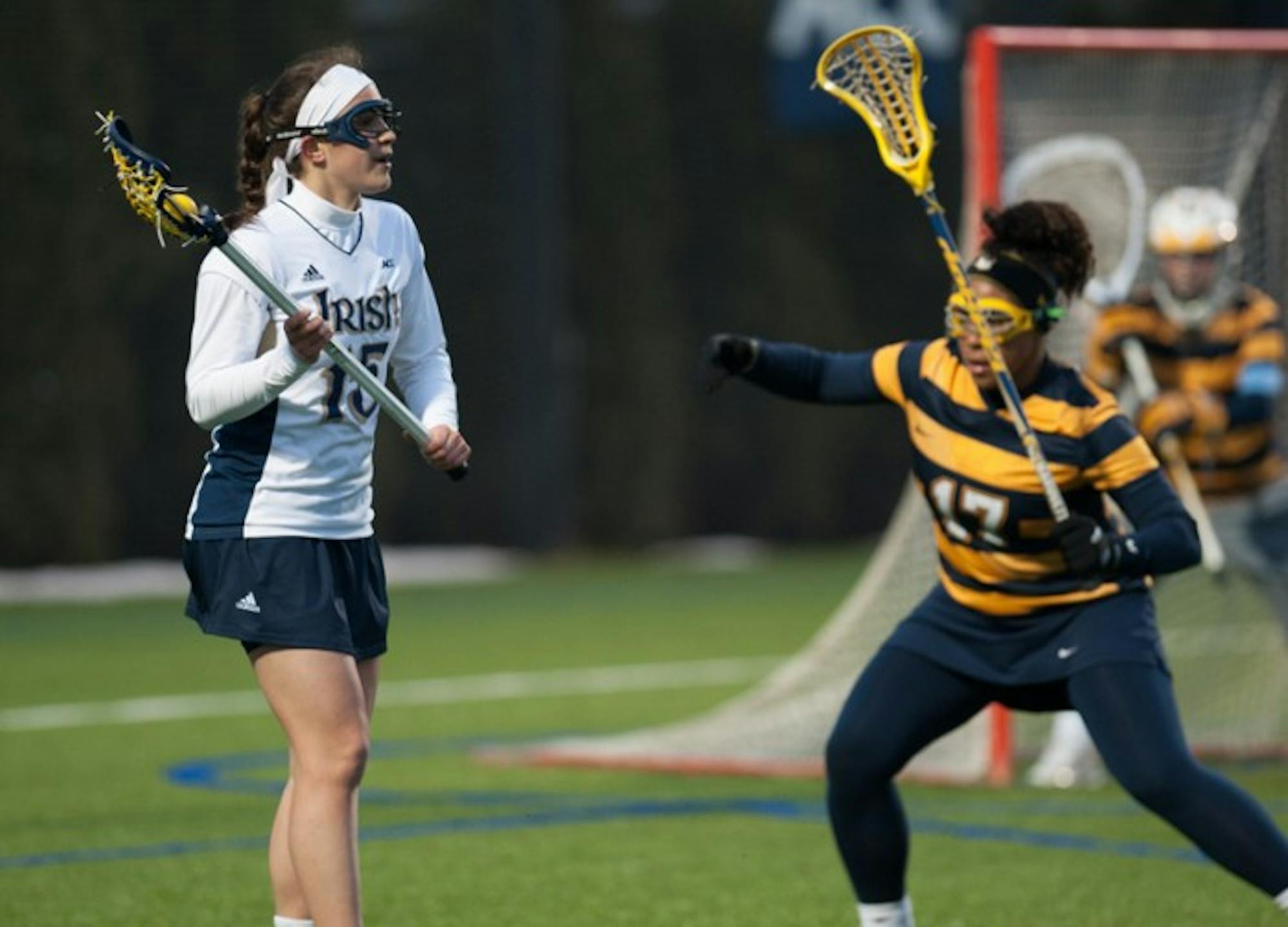 Freshman attack Cortney Fortunato surveys the field during Wednesday's game against Marquette