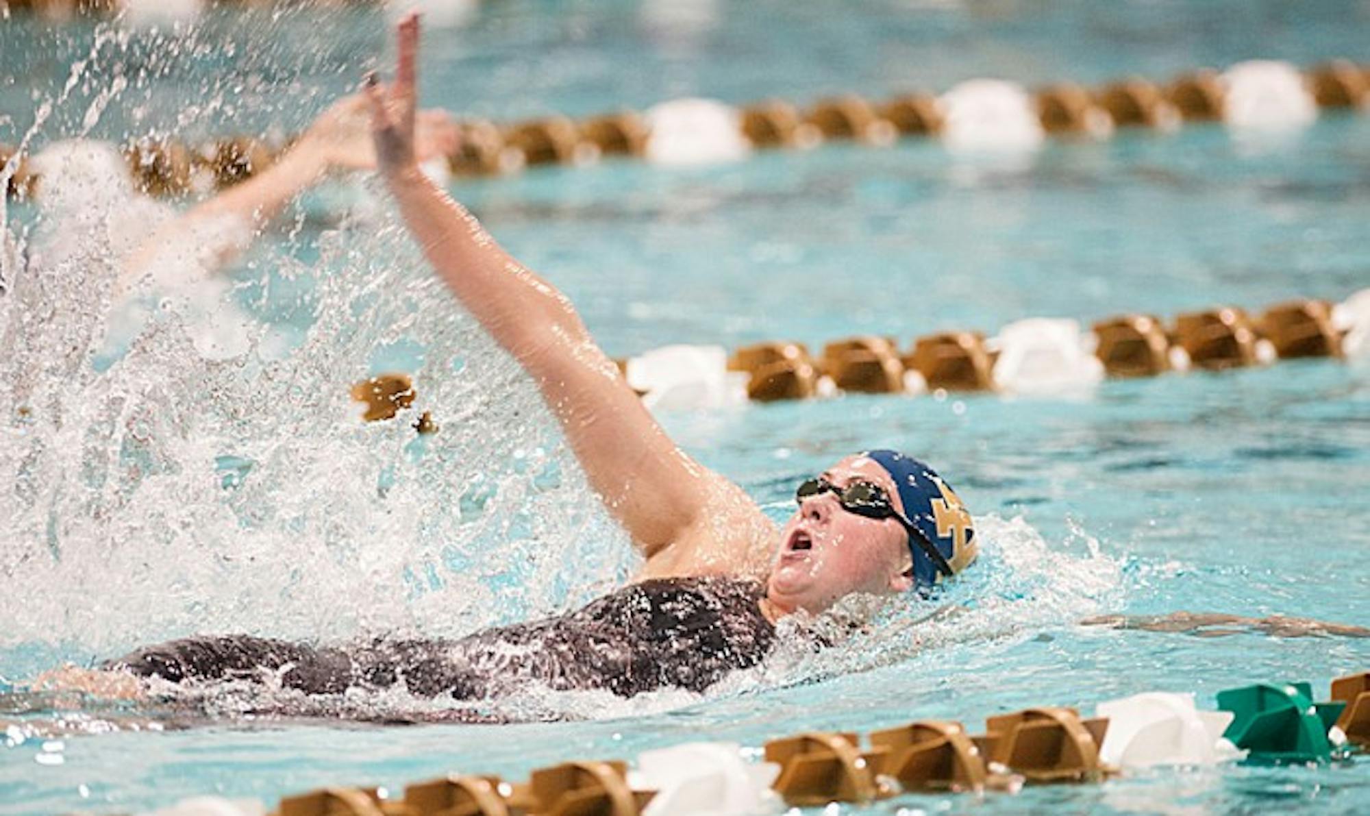 Freshman Katie Miller competes in the 200-yard individual medley in the Shamrock Invitational on Jan. 31 at Rolfs Aquatic Center.
