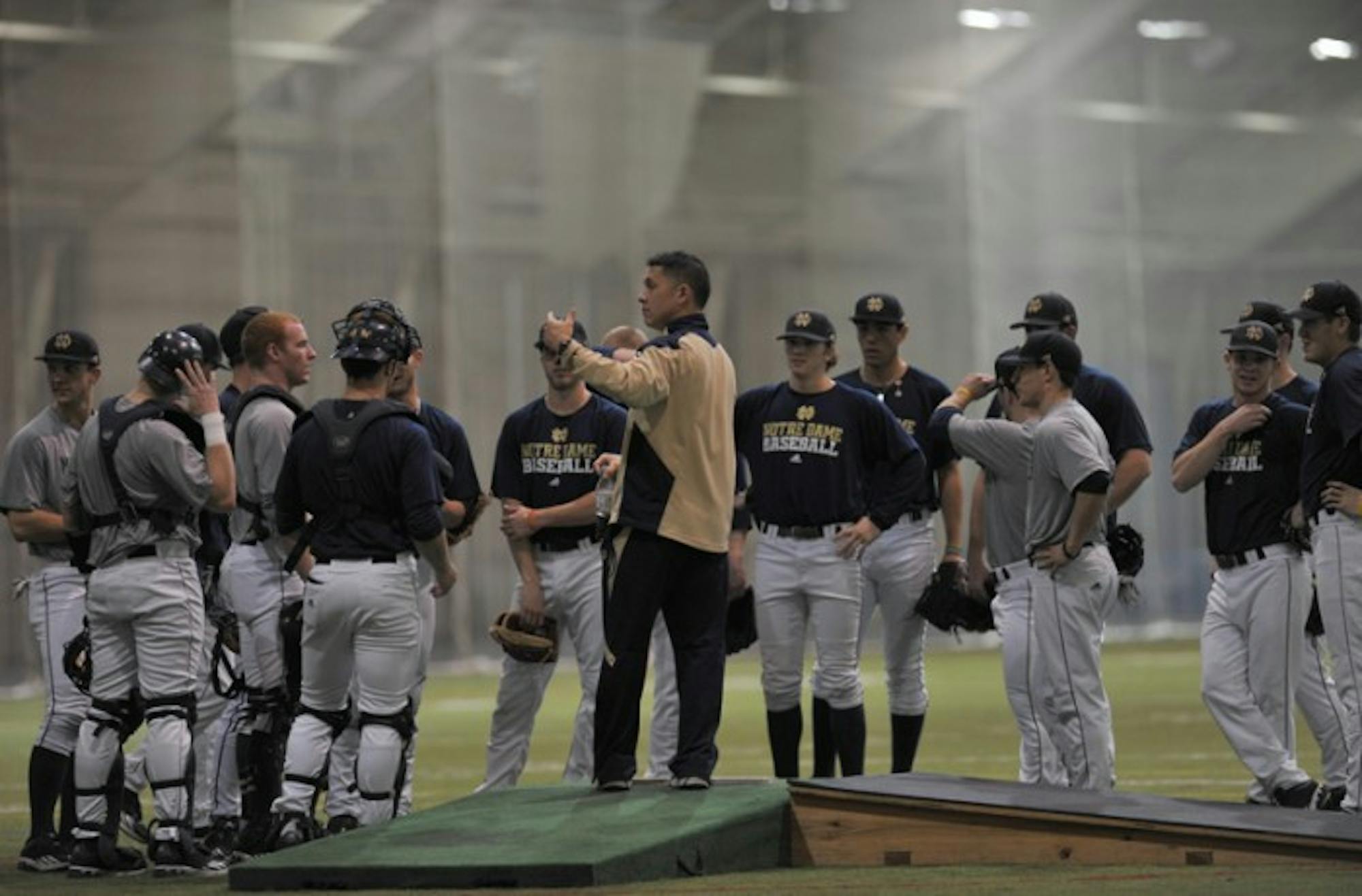Irish coach Mik Aoki speaks to his team in this file photo from Jan. 27, 2013.