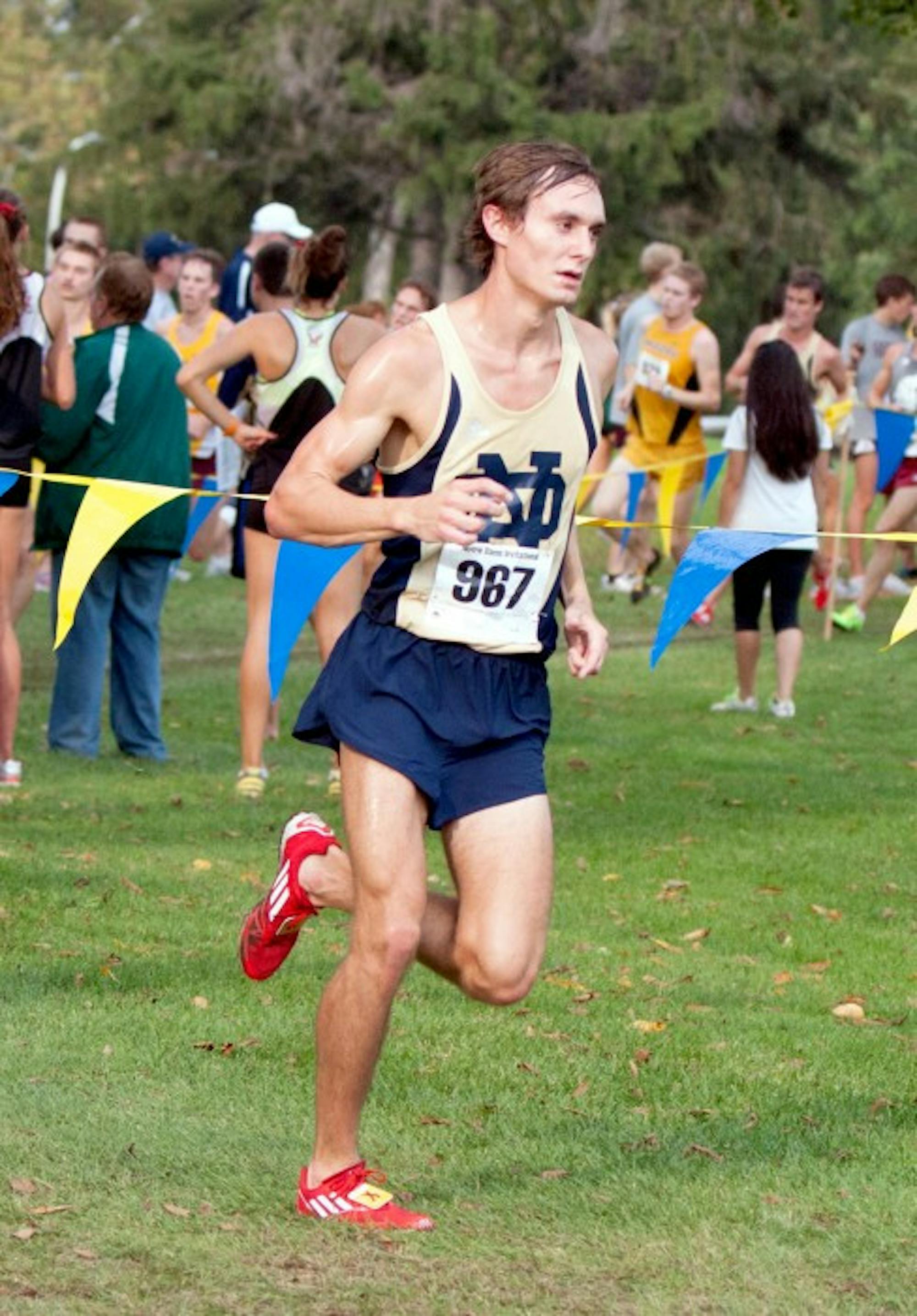 Irish junior Michael Clevenger turns a corner during the Notre Dame Invitational on Oct. 4.