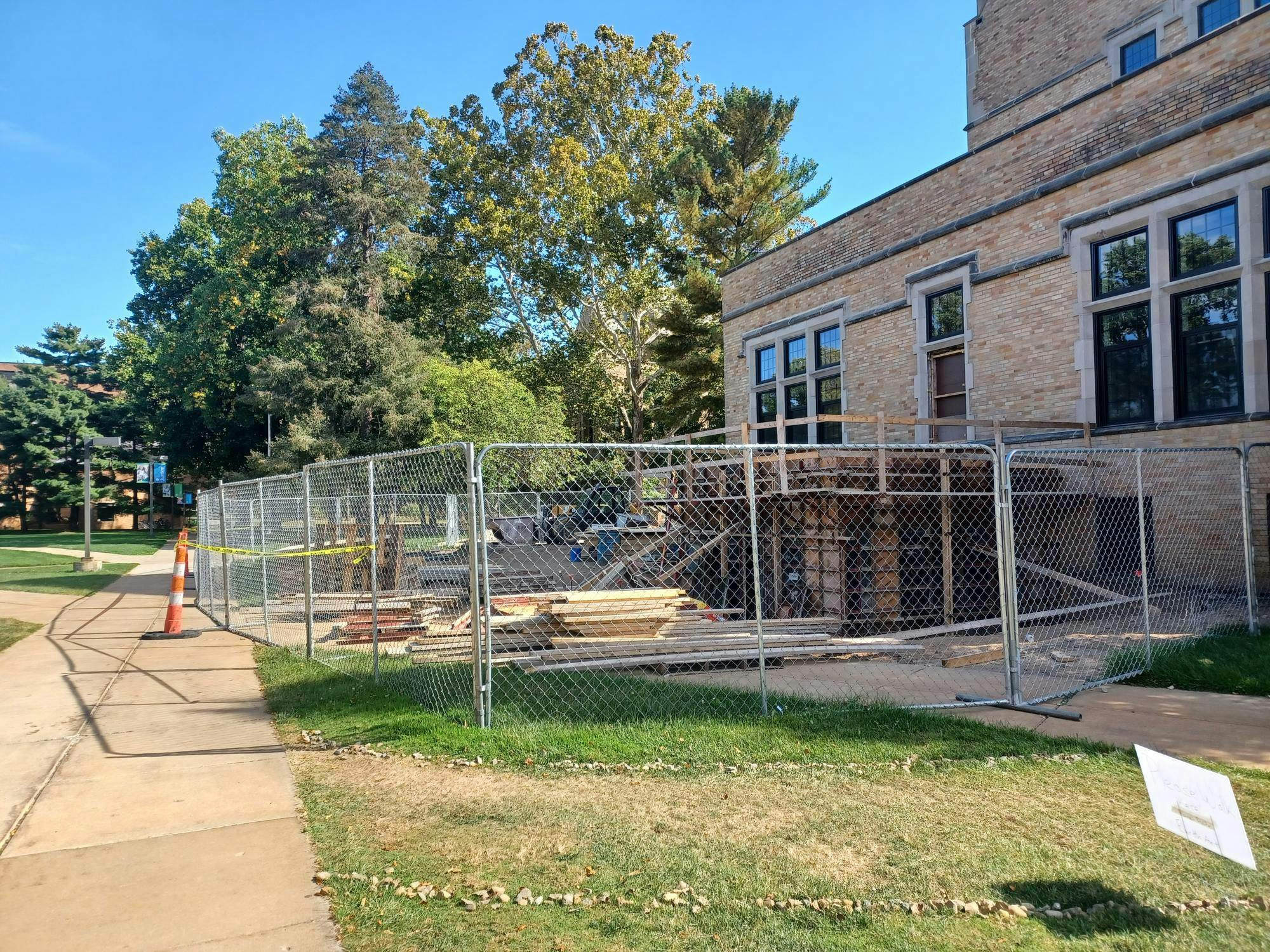 Beginning phase of construction where students had some access to pathway between buildings.jpg