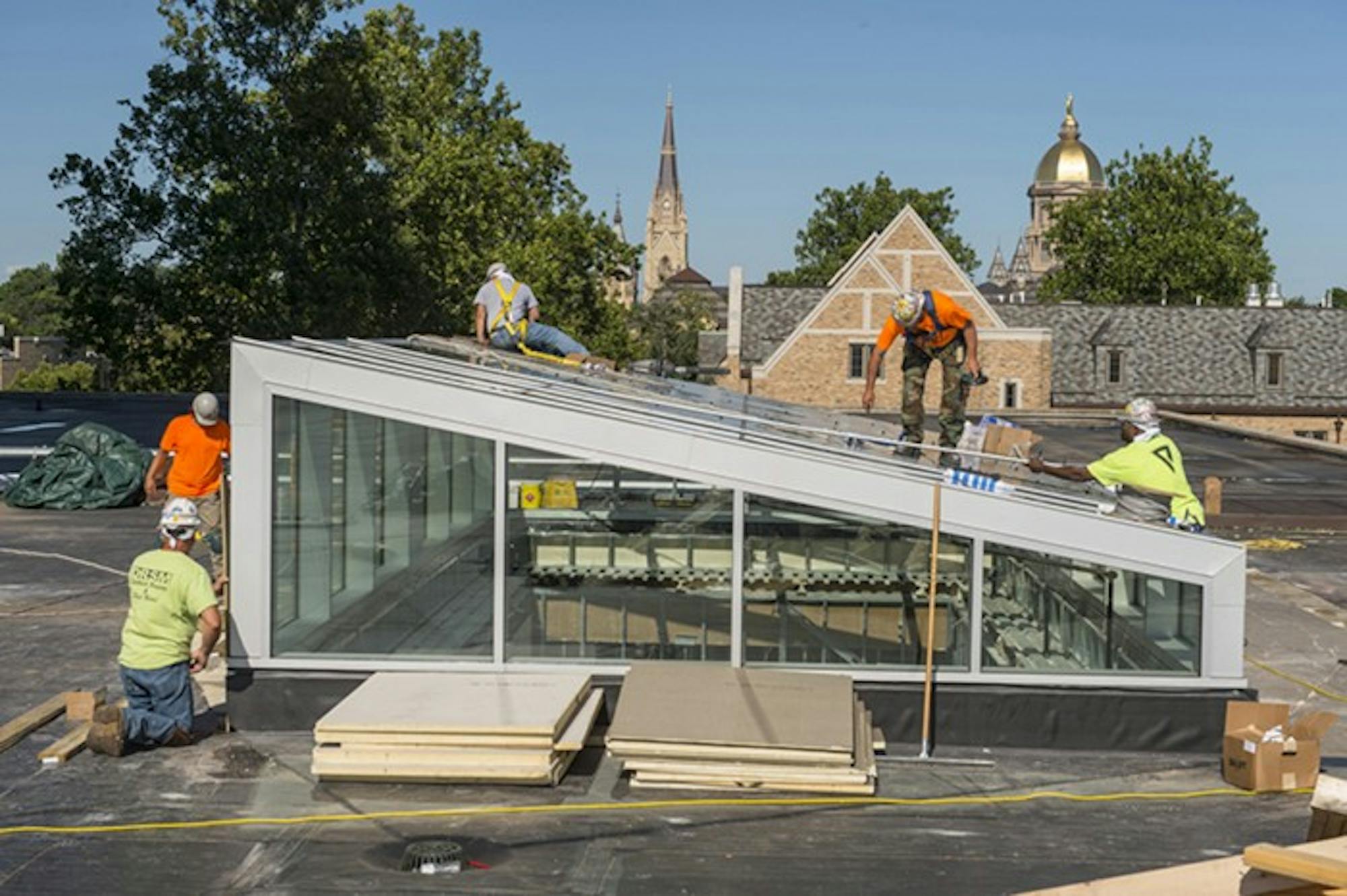 July 21, 2015; Hesburgh Library renovations. (Photo by Barbara Johnston/University of Notre Dame)
