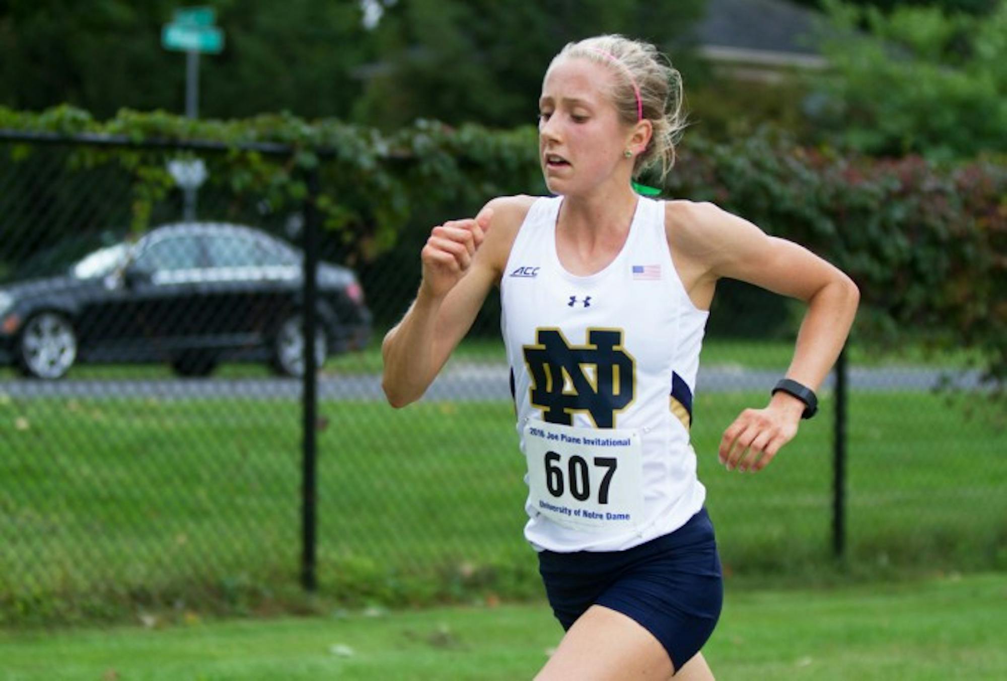 Irish sophomore Anna Rohrer runs in the Notre Dame Invitational on Sept. 30. Rohrer finished first, while the team finished eighth.