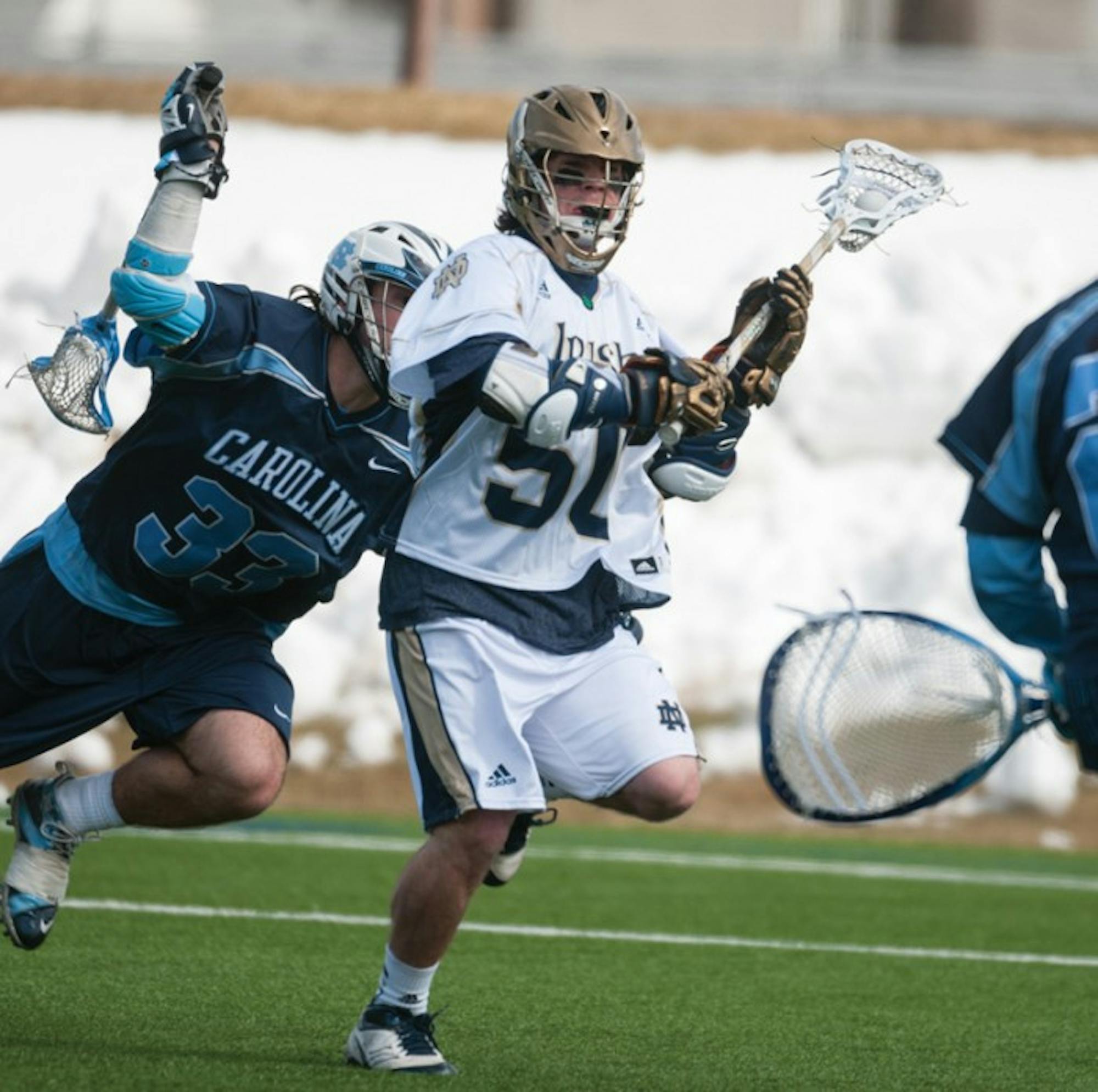 Sophomore attackman Matt Kavanagh looks to shoot against North Carolina March 2, 2013. He is Notre Dame’s top returning scorer.