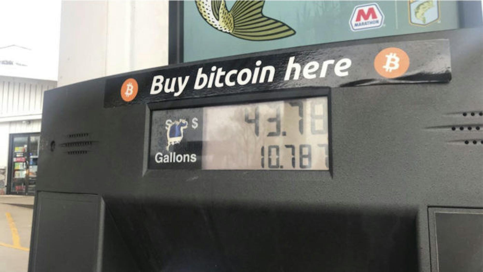 gas pump, buy bitcoin, gallons
