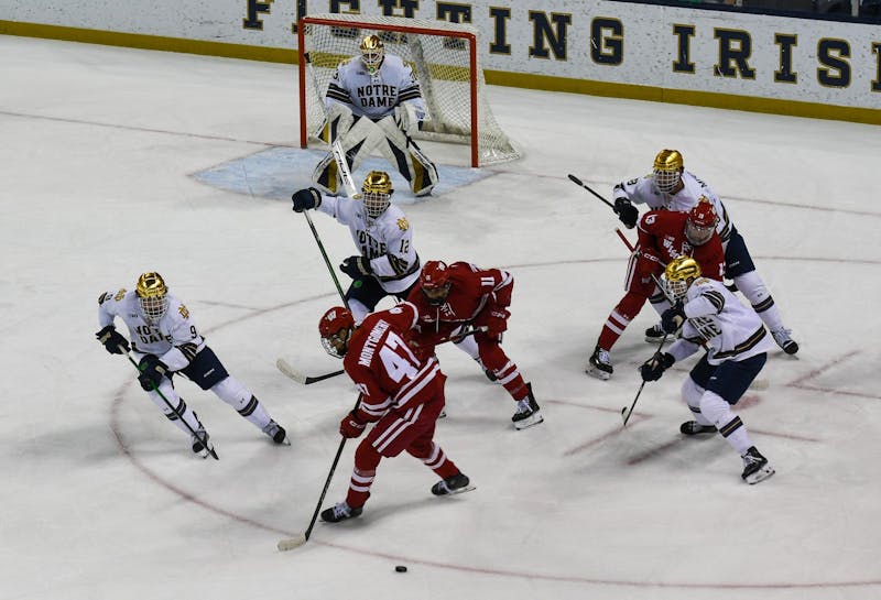 Frustration builds after Irish hockey swept by Wisconsin