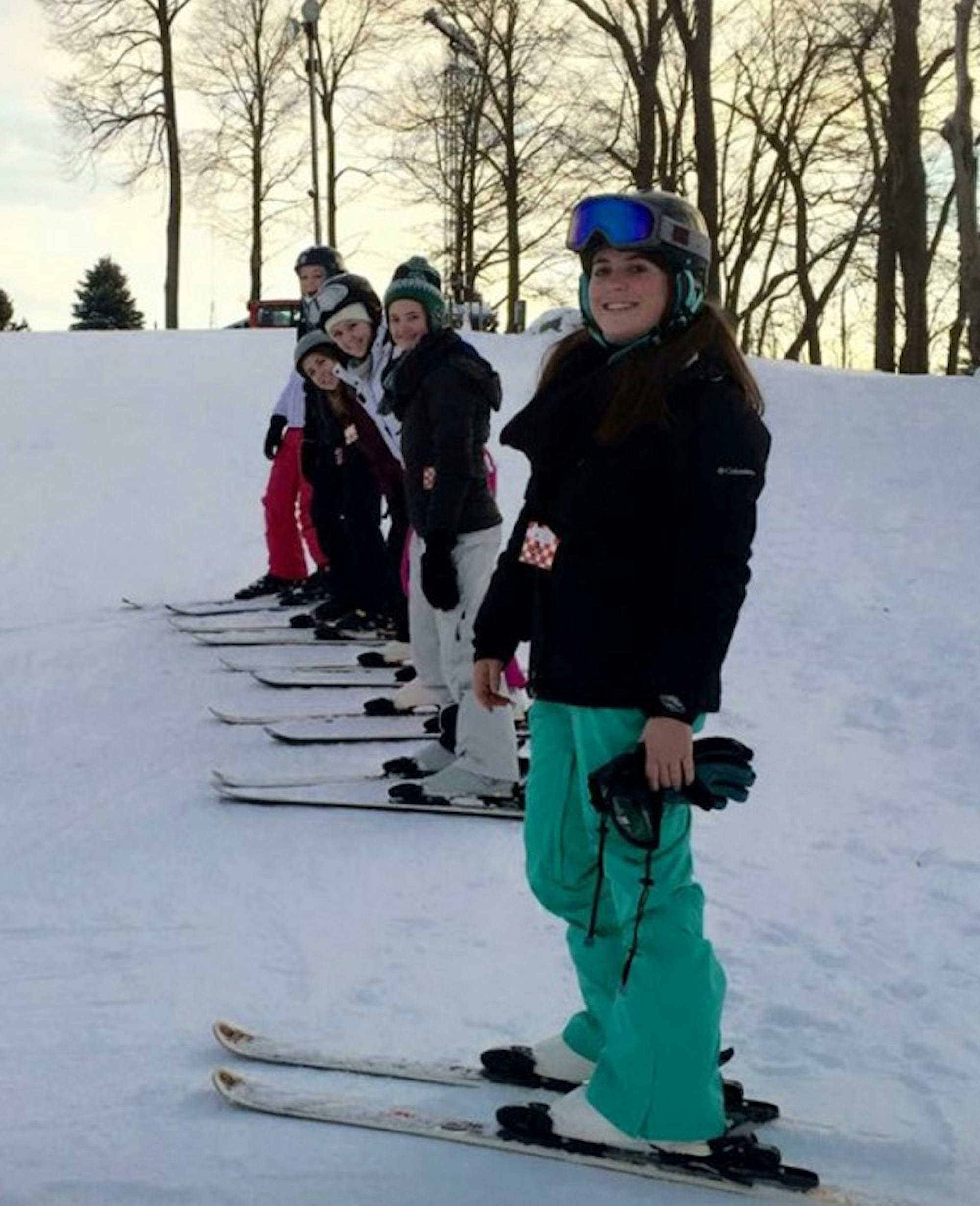 Members of the Saint Mary’s SnowBelles club ski and snowboard at Swss Valley Ski Resort in Jones,  Michigan. Lissa Stachnik, president and founder of the SnowBelles, said the club goes there once a week.