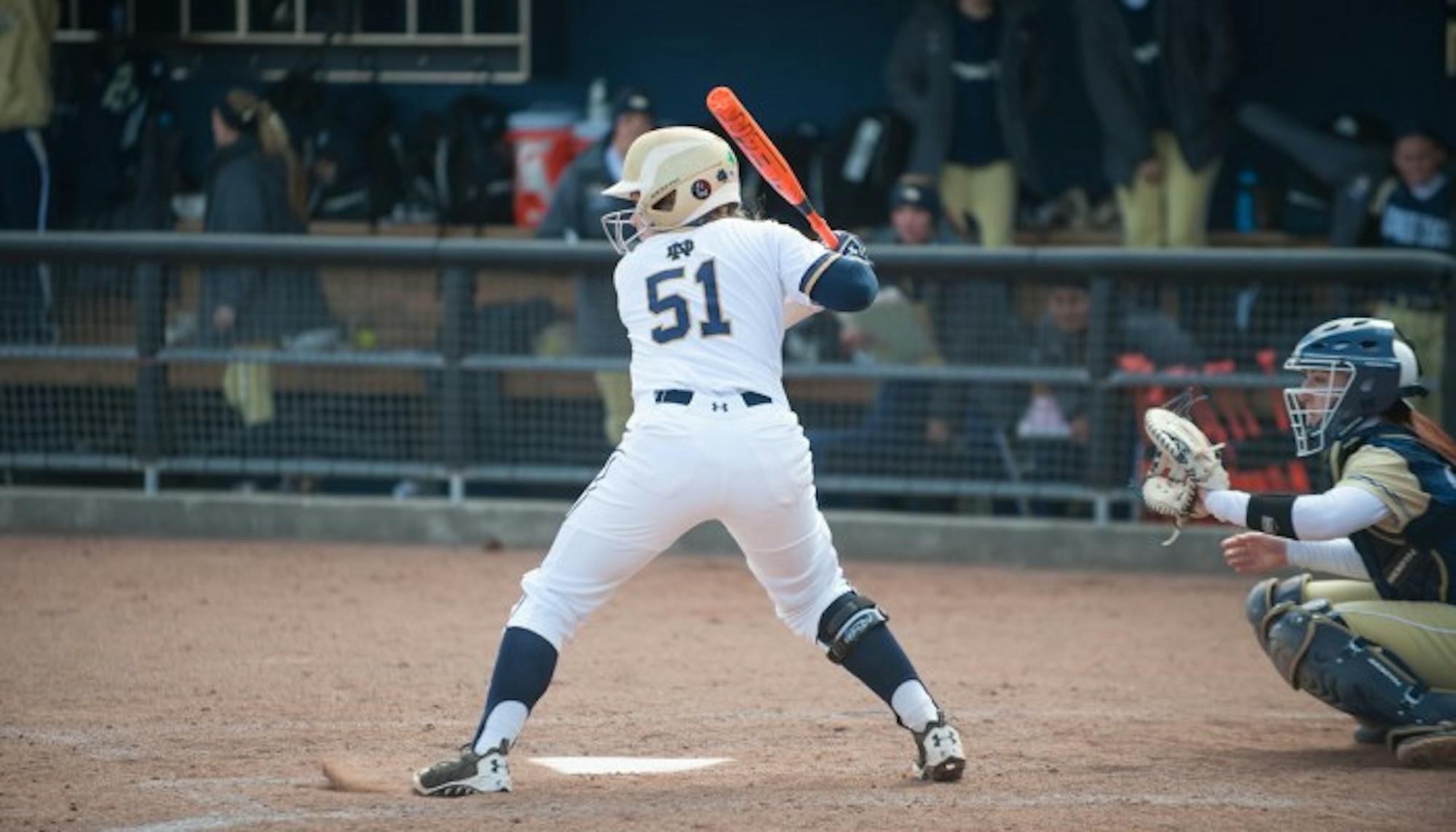 Senior catcher Cassidy Whidden eyes a pitch in the 6-1 win against Georgia Tech on March 21.